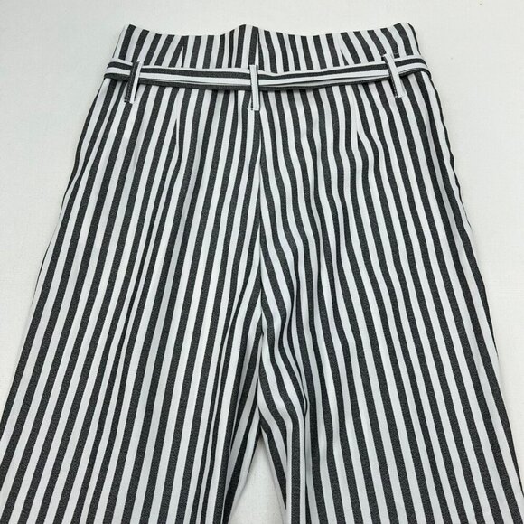 Venti6 Womens Paper Bag Striped Ankle Pants Belted Gray/White Size Medium - Picture 7 of 9
